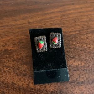 Cute strawberry cake earrings, never worn